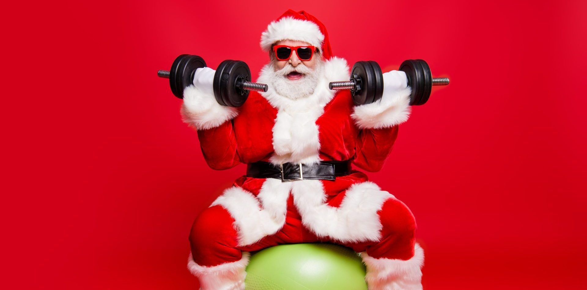 Cheerful,Sporty,Muscular,Virile,Strong,Santa,In,White,Fluffy,Gloves